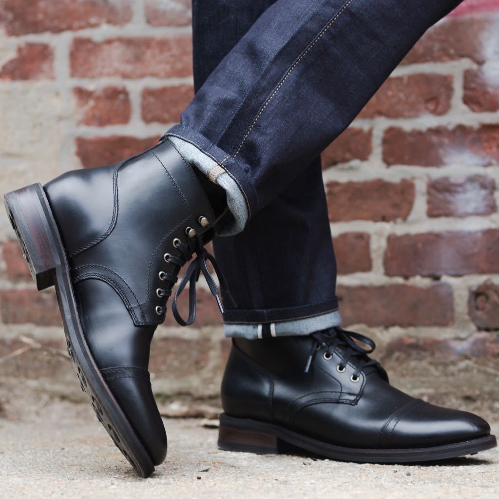 Black Leather High-Top Boot