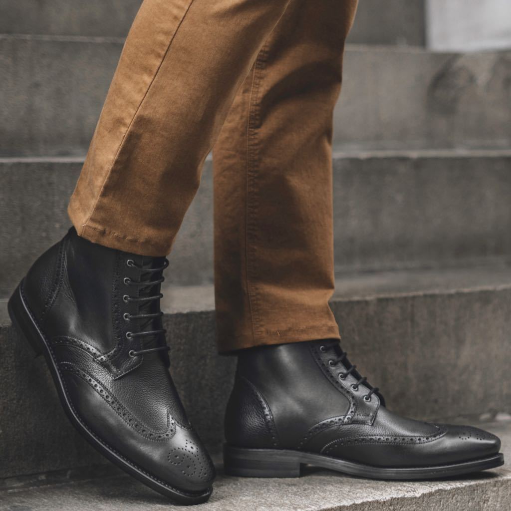 Black Wingtip Brogue Boot