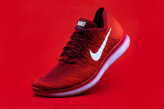 Red Cotton-Knit Running Sneakers