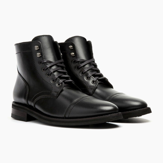 Black Leather High-Top Boot